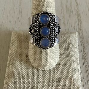 Triple Moonstone cabochon ring